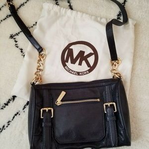 MICHAEL KORS Chain Black Leather Crossbody Bag MK
